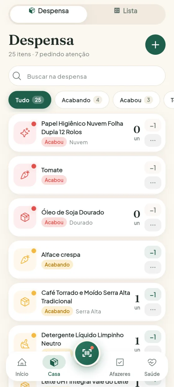 Tela da despensa